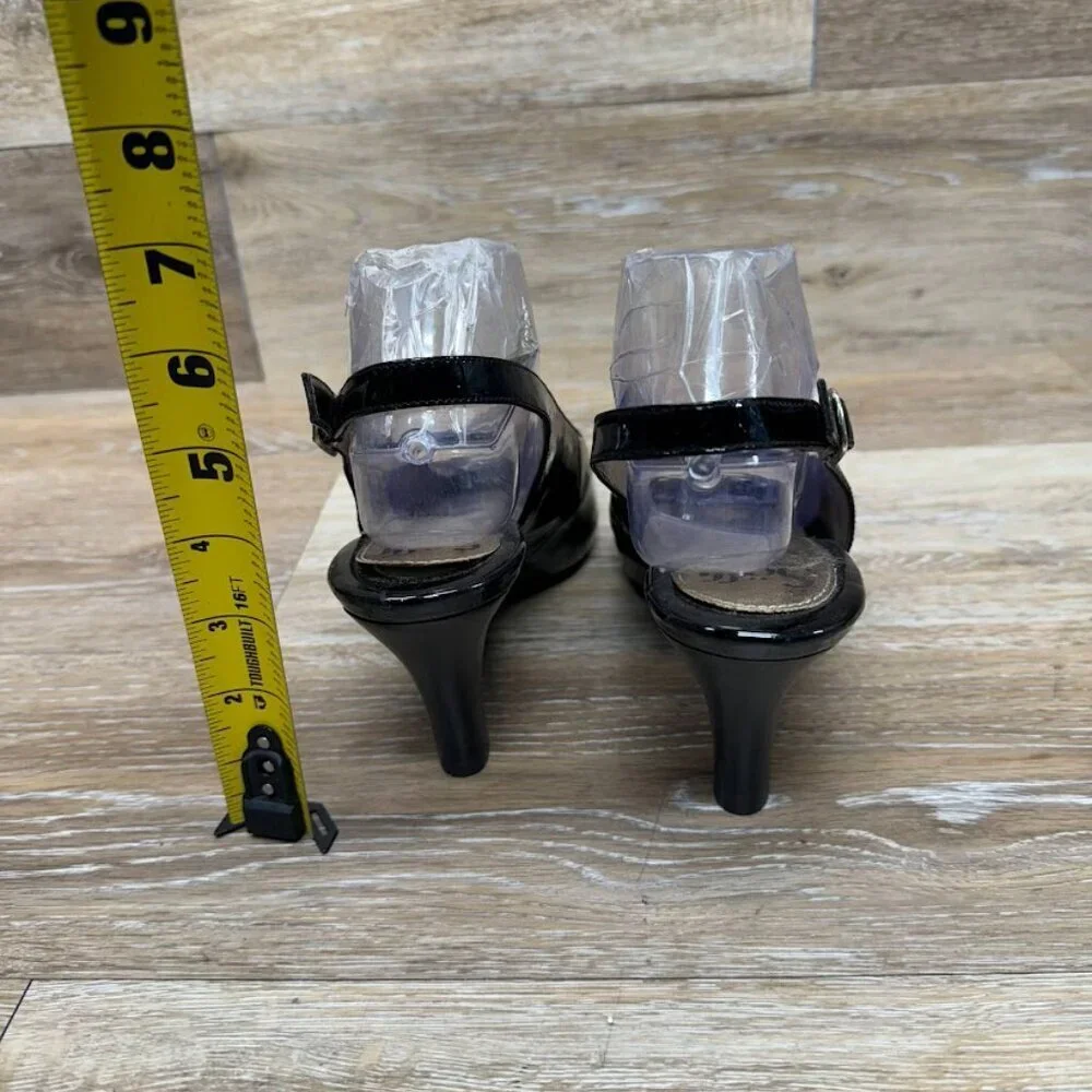 Sofft Black Patent Leather Slingback Peep Toe Heels Women's Size 9.5